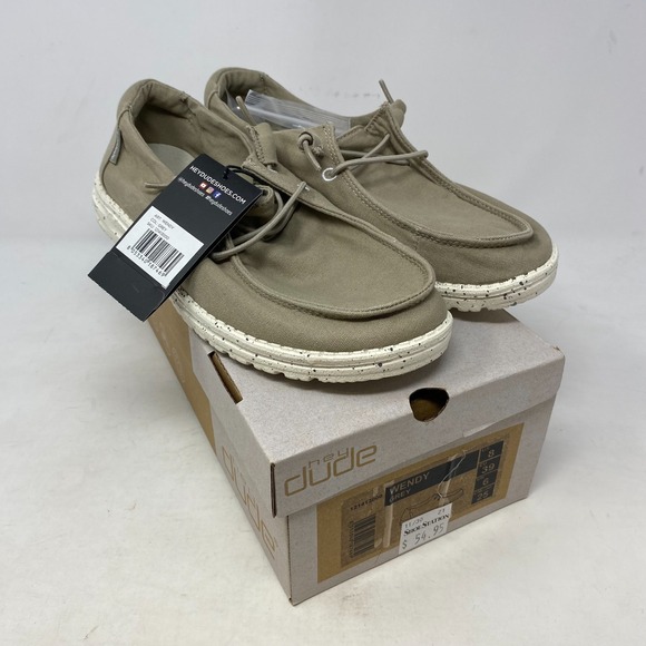 Hey Dude Women's Size 8 Wendy Light Grey Brown Shoes Slip On Sneakers - Picture 1 of 13
